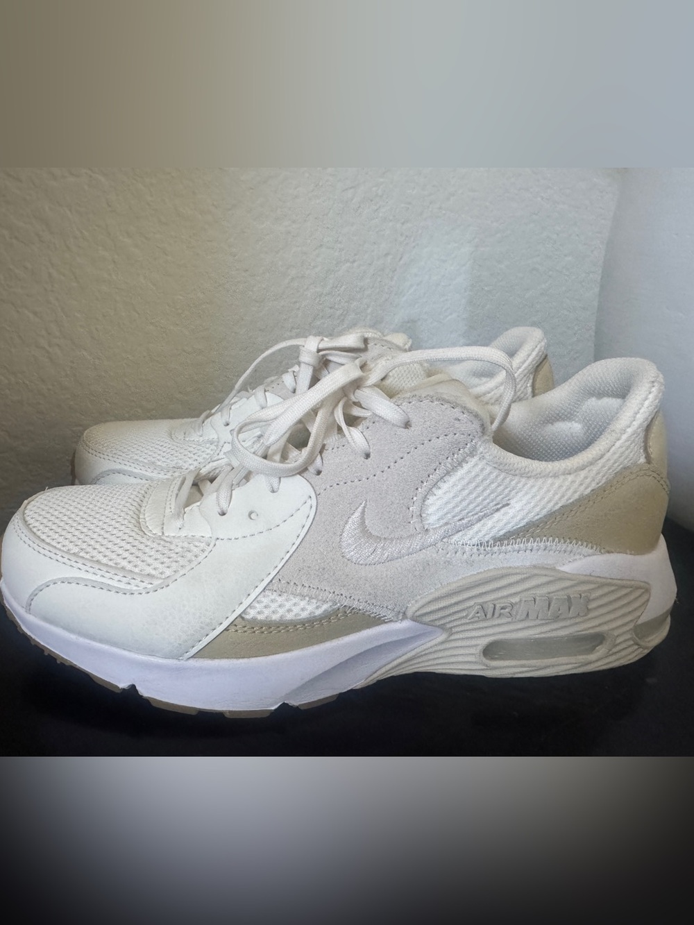 Nike Women's White and Light Beige Air Max Athletic Shoes